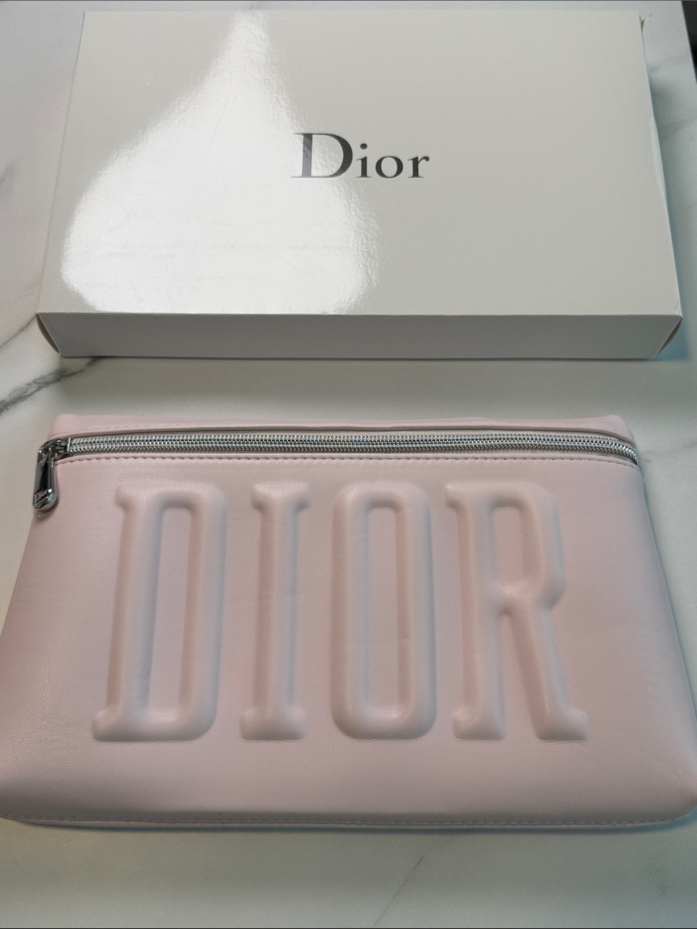 Dior Light Pink Embossed Logo Cosmetic Pouch